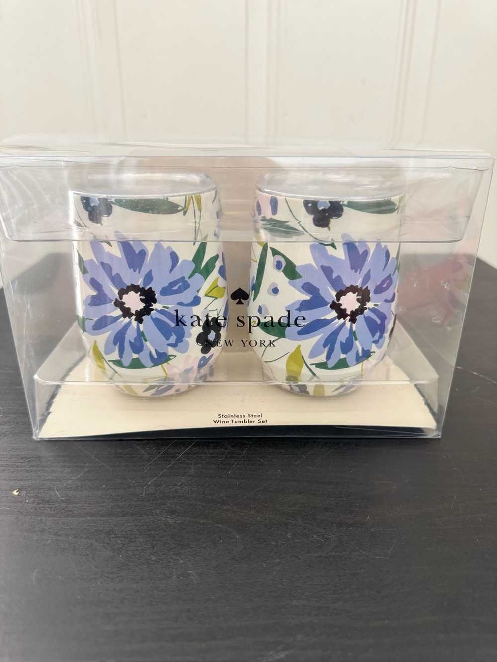 Kate Spade Stainless Steel Wine Tumbler Set Festive Floral Travel Camping